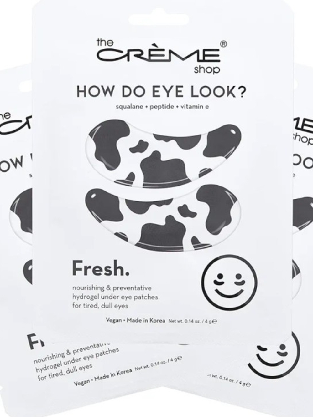 🐮 3 Of The Creme Shop How Do Eye Look? Fresh Eye Patches In Fun Cow Print